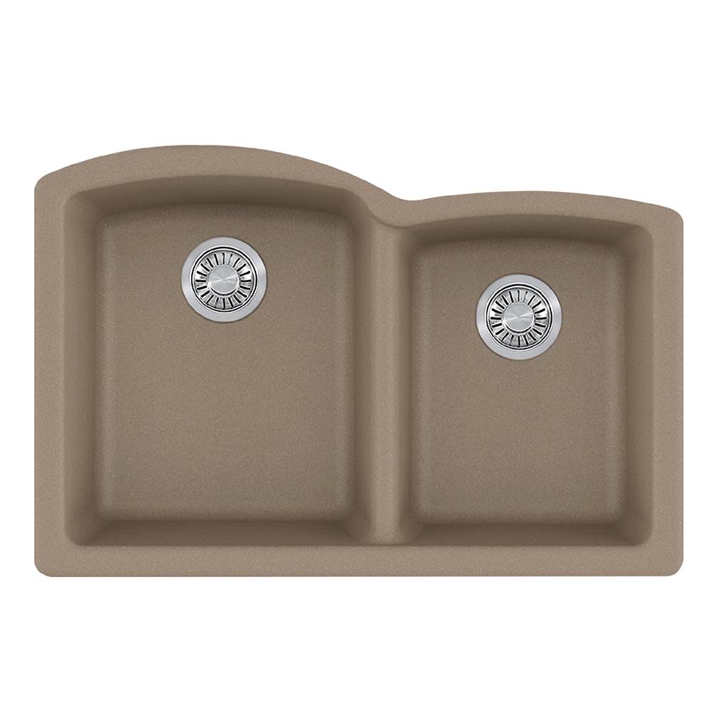 Franke - Ellipse 33.0-in. x 21.7-in. Oyster Granite Undermount Double Bowl Kitchen Sink - ELG160OYS - Oyster
