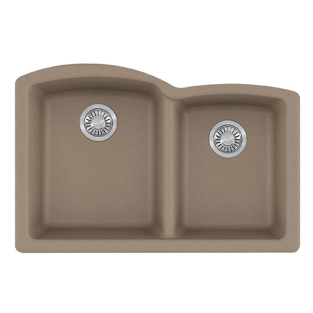 Franke - Ellipse 33.0-in. x 21.7-in. Oyster Granite Undermount Double Bowl Kitchen Sink - ELG160OYS - Oyster