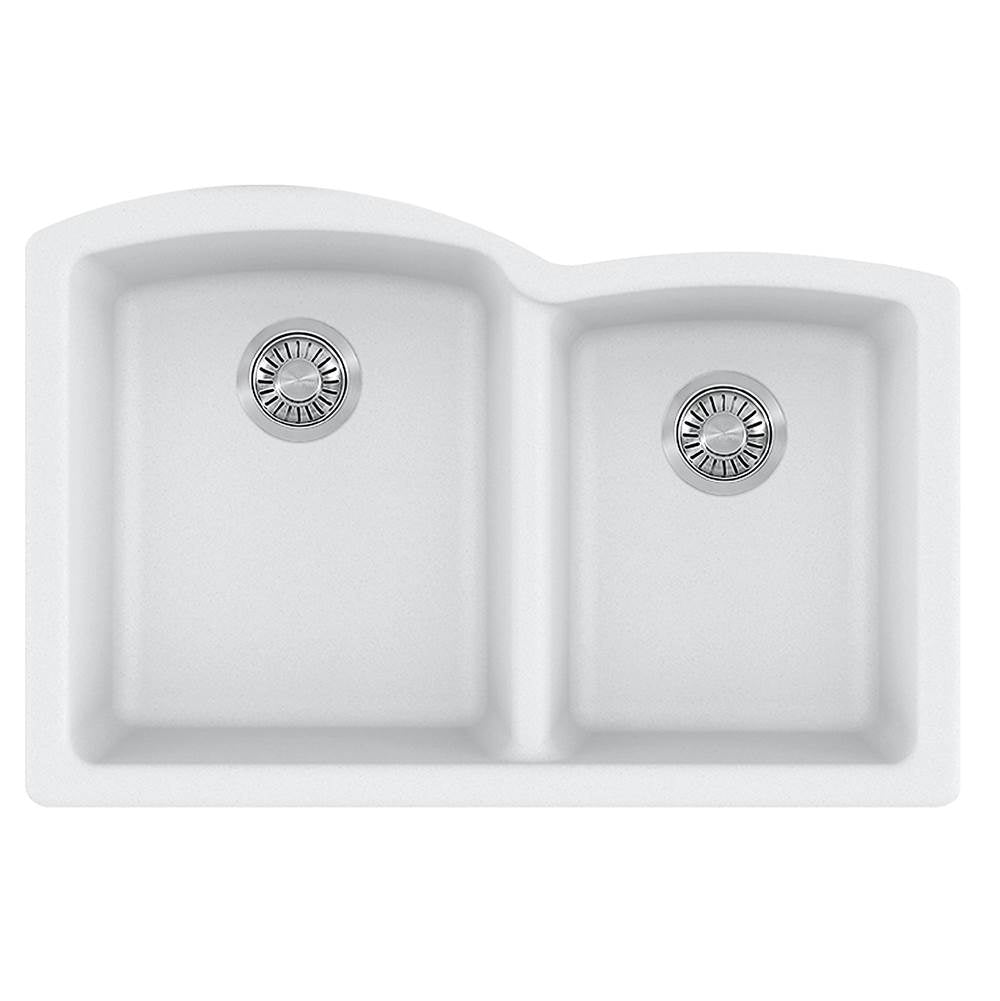 Franke - Ellipse 33.0-in. x 21.7-in. Polar White Granite Undermount Double Bowl Kitchen Sink - ELG160PWT