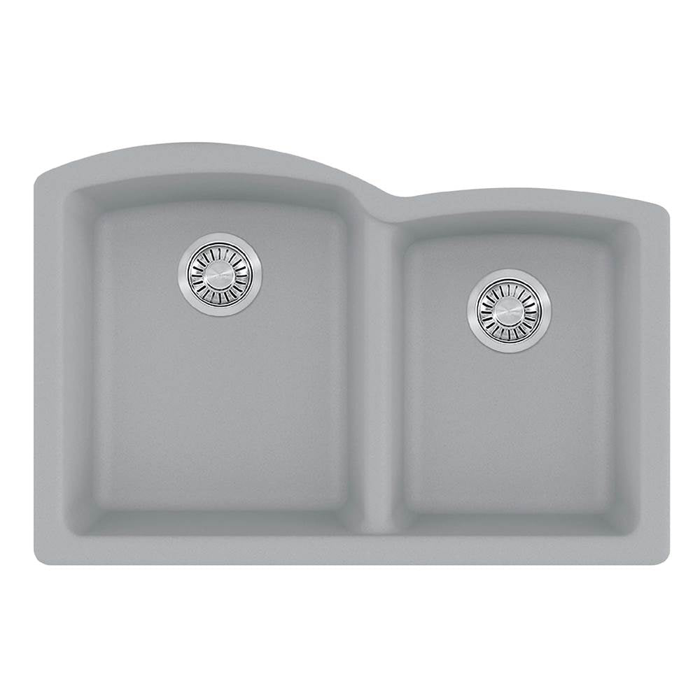 Franke - Ellipse 33.0-in. x 21.7-in. Stone Grey Granite Undermount Double Bowl Kitchen Sink - ELG160STO - Shadow Grey