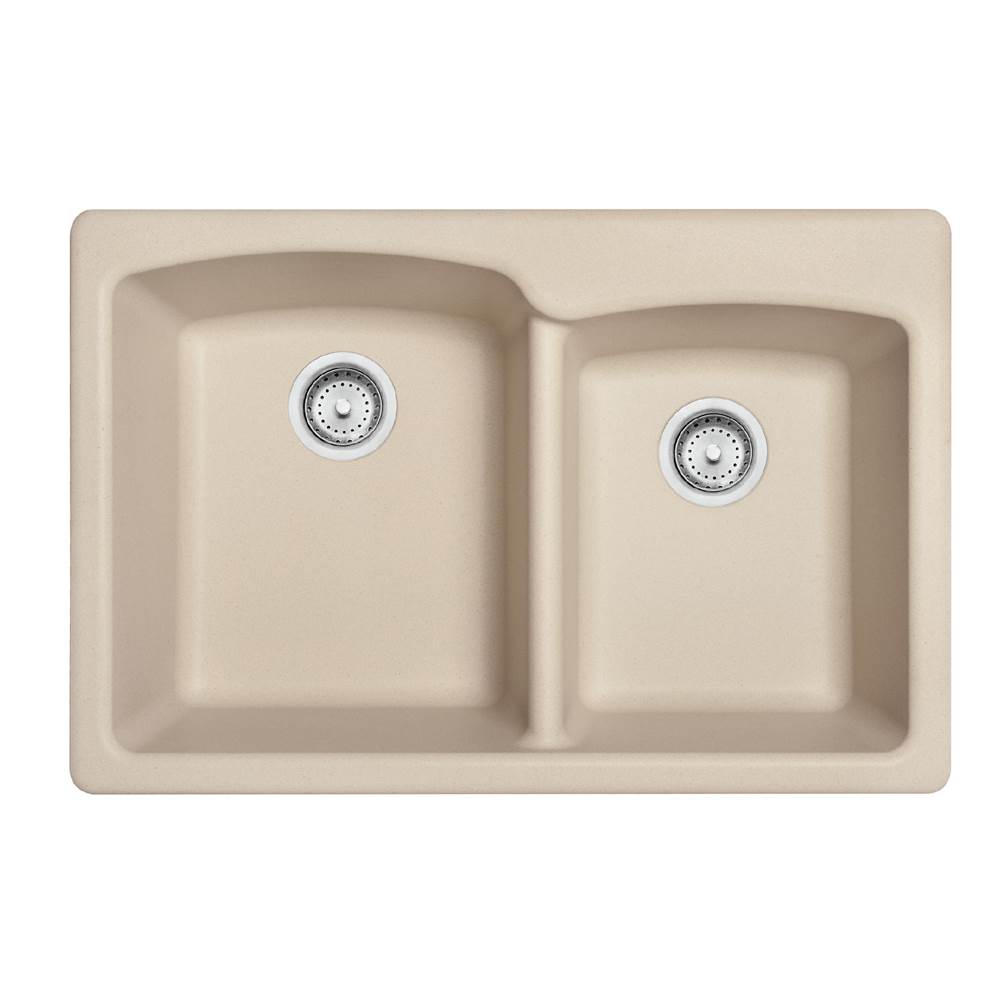 Franke - Ellipse 33.0-in. x 22.0-in.Granite Dual Mount Double Bowl Kitchen Sink in Champagne - Champagne