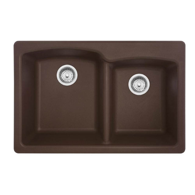 Franke - Ellipse 33.0-in. x 22.0-in. Granite Dual Mount Double Bowl Kitchen Sink in Mocha