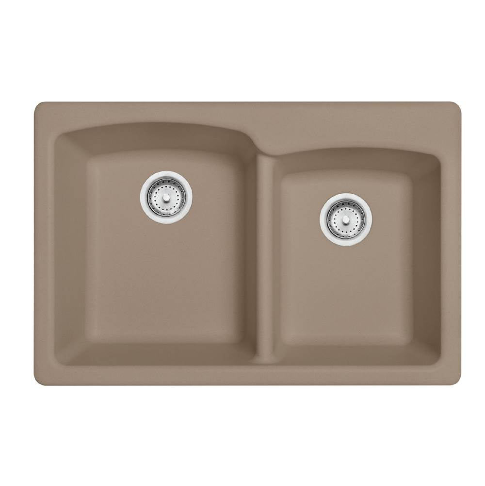 Franke - Ellipse 33.0-in. x 22.0-in. Granite Dual Mount Double Bowl Kitchen Sink in Oyster