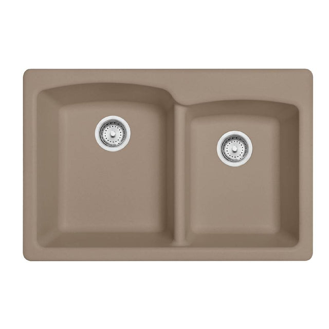 Franke - Ellipse 33.0-in. x 22.0-in. Granite Dual Mount Double Bowl Kitchen Sink in Oyster