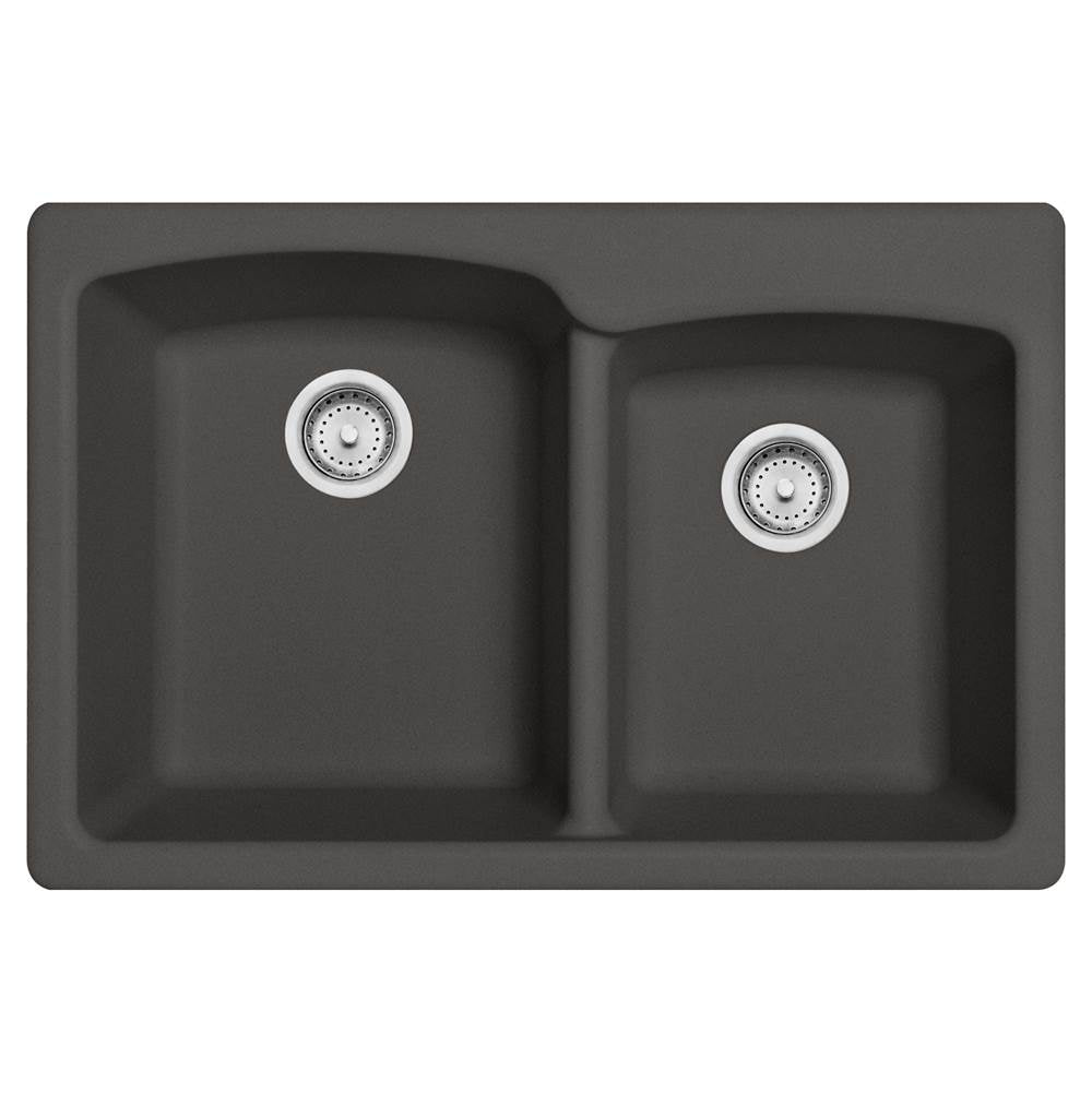 Franke - Ellipse 33.0-in. x 22.0-in. Granite Dual Mount Double Bowl Kitchen Sink in Slate Grey