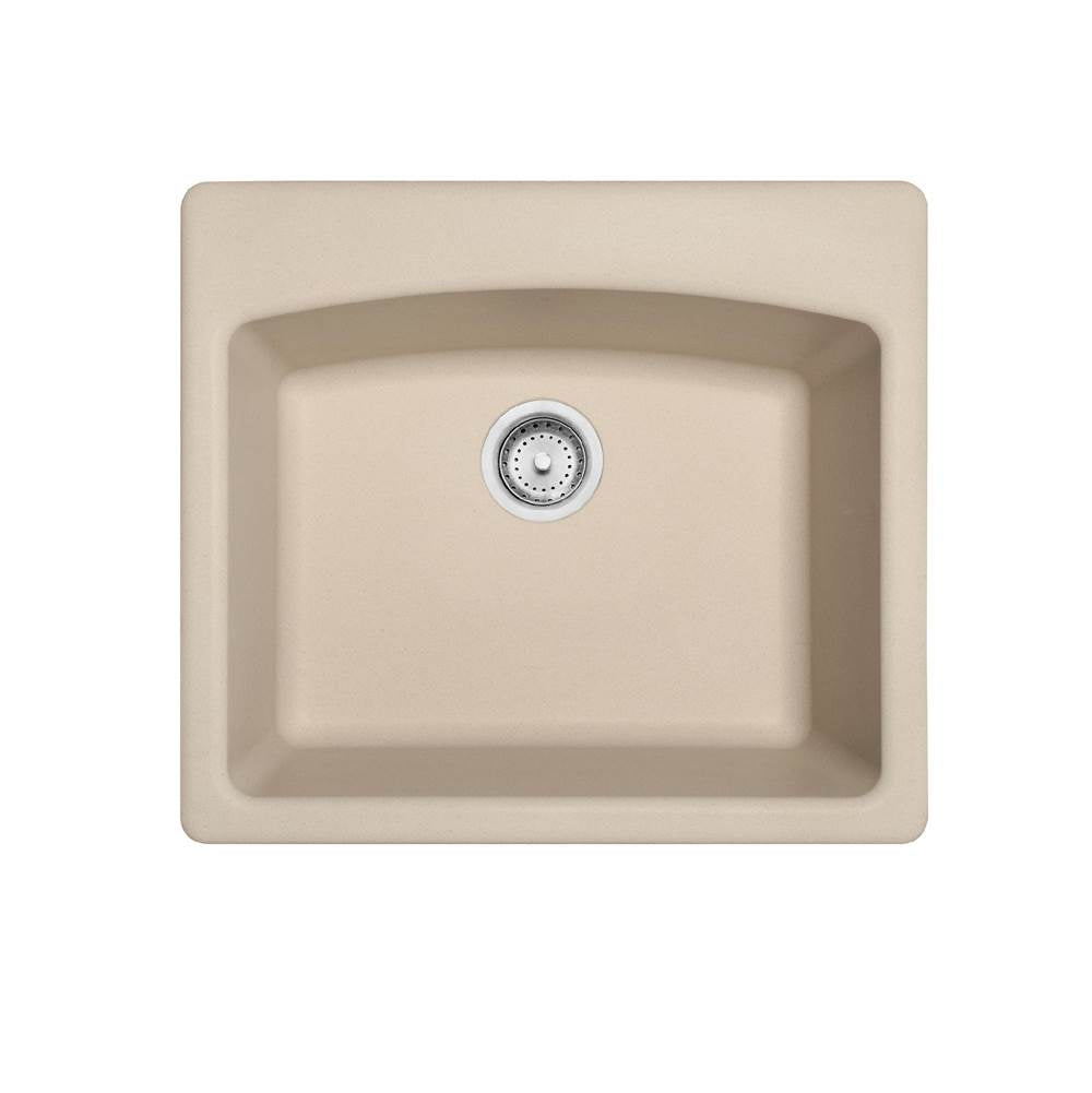 Franke - Ellipse 25.0-in. x 22.0-in. Champagne Granite Dual Mount Single Bowl Kitchen Sink - ESCH25229-1 - Champagne