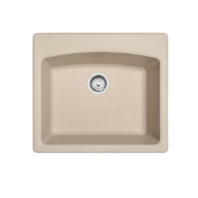 Franke - Ellipse 25.0-in. x 22.0-in. Champagne Granite Dual Mount Single Bowl Kitchen Sink - ESCH25229-1 - Champagne