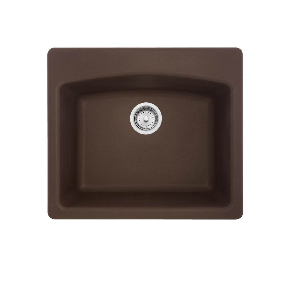 Franke - Ellipse 25.0-in. x 22.0-in. Mocha Granite Dual Mount Single Bowl Kitchen Sink - ESDB25229-1