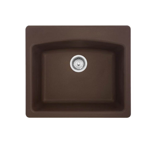 Franke - Ellipse 25.0-in. x 22.0-in. Mocha Granite Dual Mount Single Bowl Kitchen Sink - ESDB25229-1