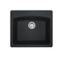 Franke - Ellipse 25.0-in. x 22.0-in. Matte Black Granite Dual Mount Single Bowl Kitchen Sink - ESMB25229-1 - Matte Black