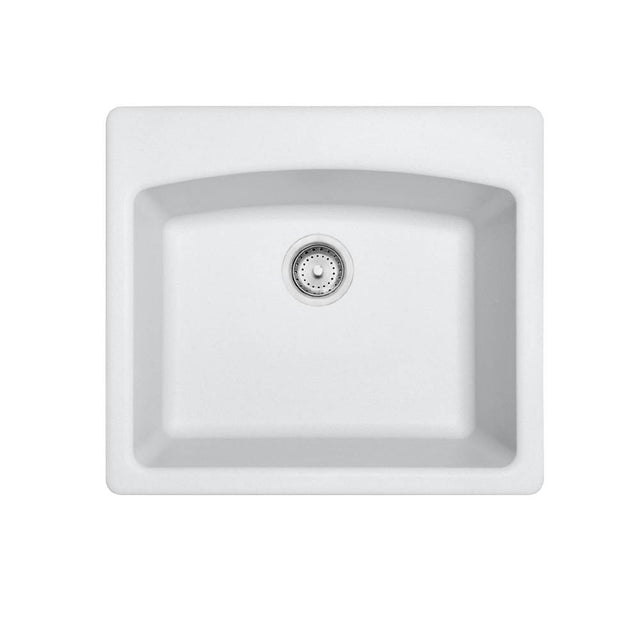 Franke - Ellipse 25.0-in. x 22.0-in. Polar White Granite Dual Mount Single Bowl Kitchen Sink - ESPW25229-1