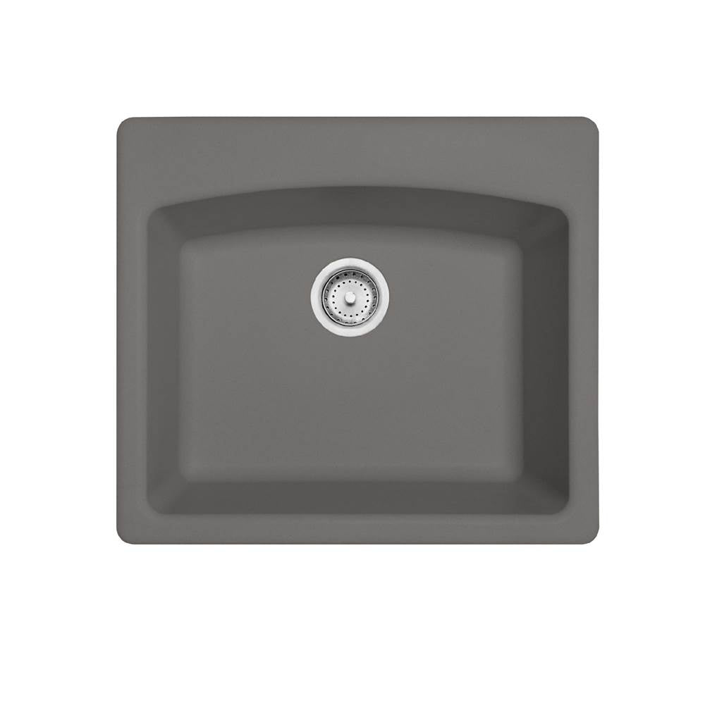 Franke - Ellipse 25.0-in. x 22.0-in. Stone Grey Granite Dual Mount Single Bowl Kitchen Sink - ESSH25229-1