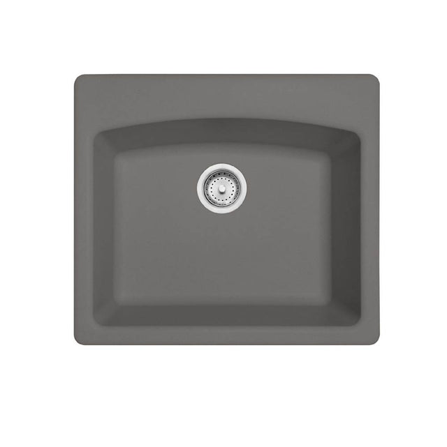 Franke - Ellipse 25.0-in. x 22.0-in. Stone Grey Granite Dual Mount Single Bowl Kitchen Sink - ESSH25229-1
