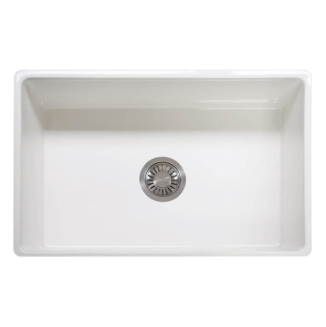Franke - Farm House 30-in. x 20-in. White Apron Front Single Bowl Fireclay Kitchen Sink - FHK710-30WH - White