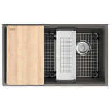 Franke - Maris Undermount 33-in x 19.31-in Granite Single Bowl Workcenter Kitchen Sink in Stone Grey - Stone Grey
