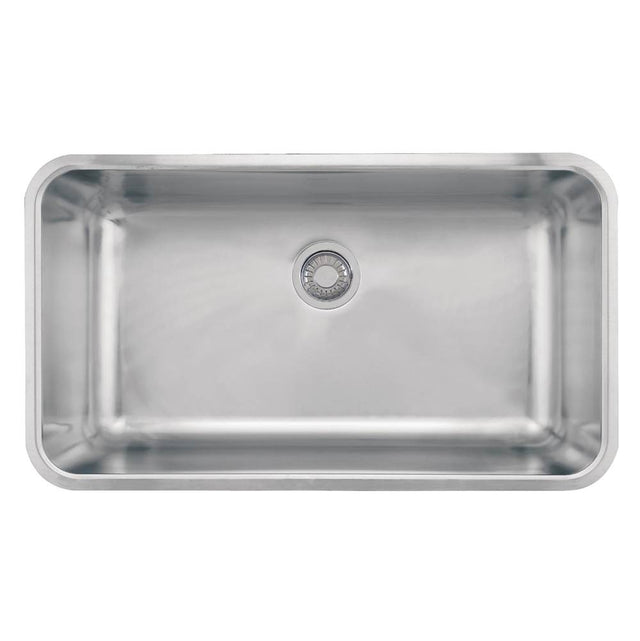 Franke - Grande 32.75-in. x 18.7-in. 18 Gauge Stainless Steel Undermount Single Bowl Kitchen Sink - GDX11031 - Stainless Steel
