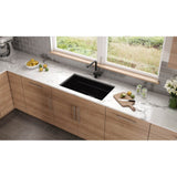 Peak 32.0-in. x 18.8-in. Granite Undermount Single Bowl Kitchen Sink in Onyx