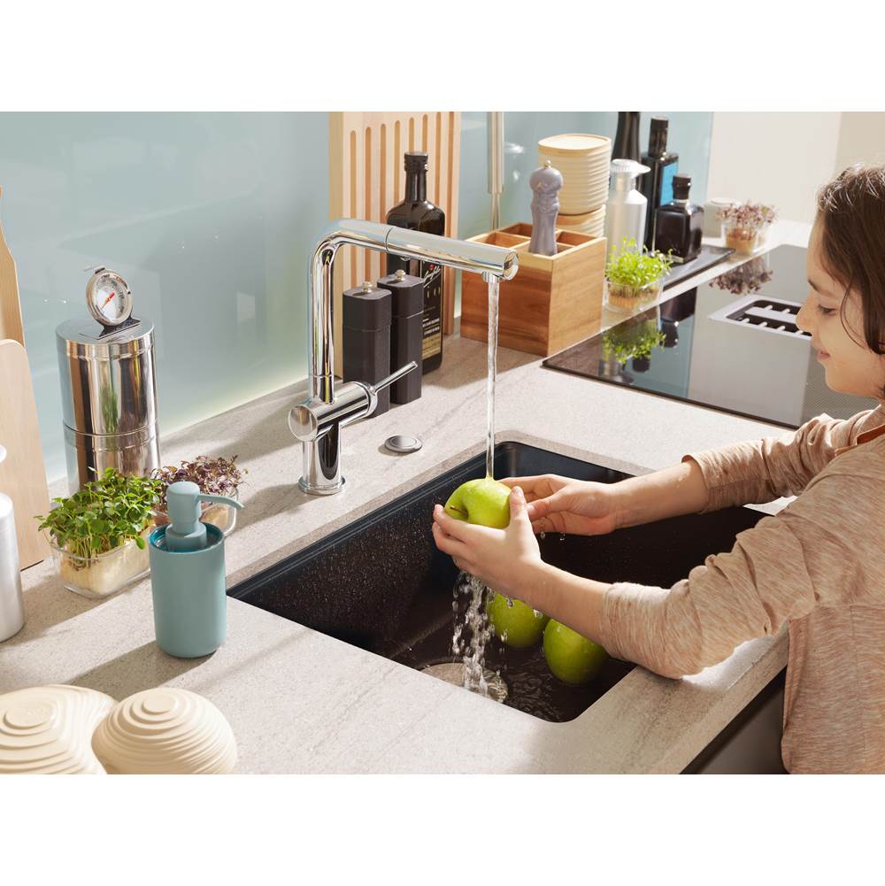 Maris Undermount 27-in x 19-in Granite Single Bowl Kitchen Sink in Champagne