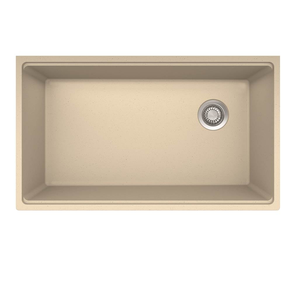 Maris Undermount 33-in x 19.31-in Granite Single Bowl Workcenter Kitchen Sink in Champagne