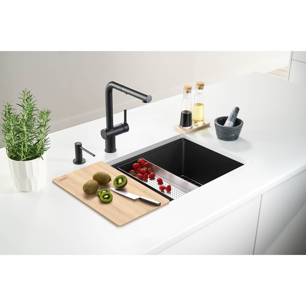 Maris Undermount 33-in x 19.31-in Granite Single Bowl Workcenter Kitchen Sink in Champagne
