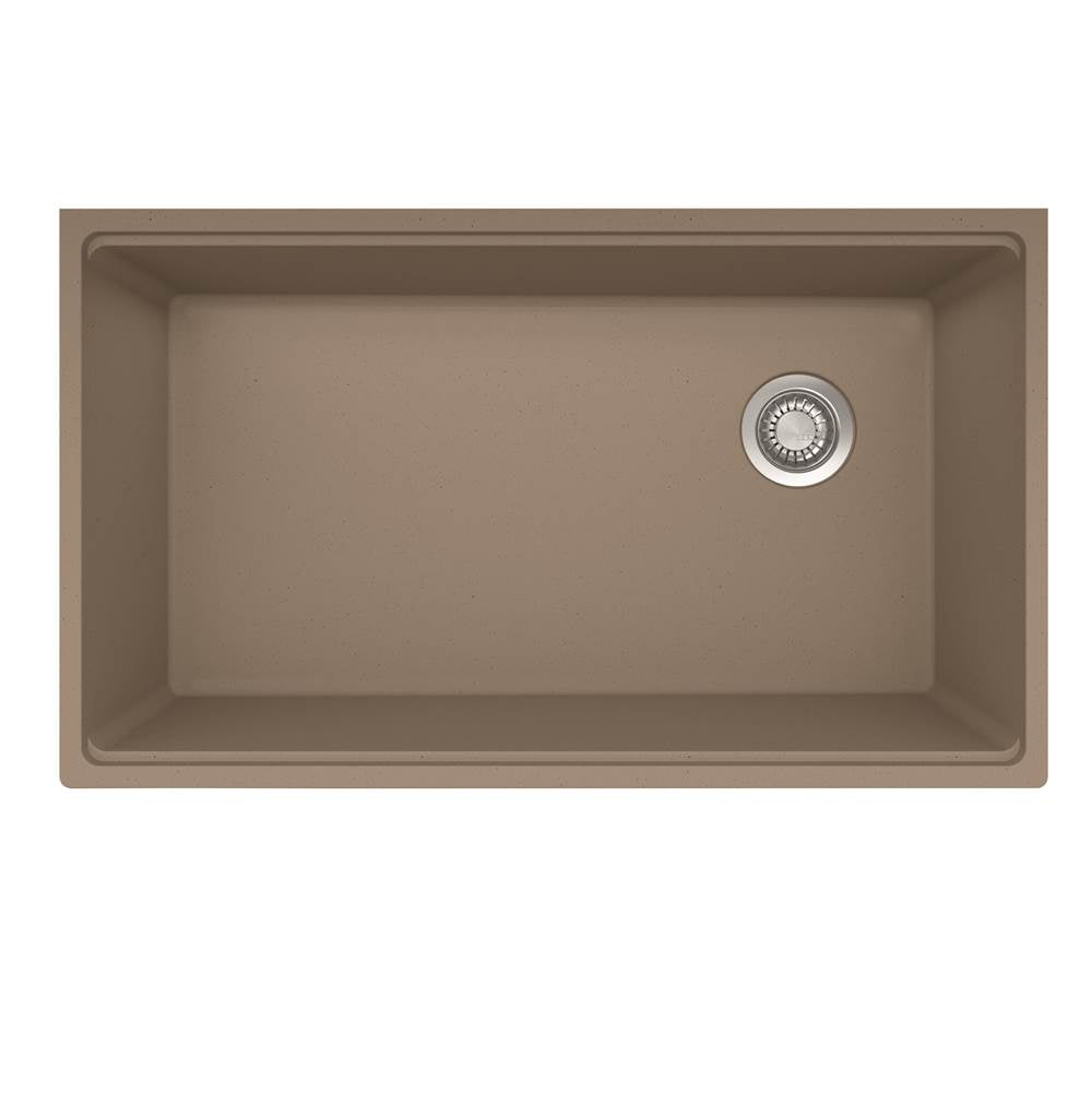 Maris Undermount 33-in x 19.31-in Granite Single Bowl Workcenter Kitchen Sink in Champagne