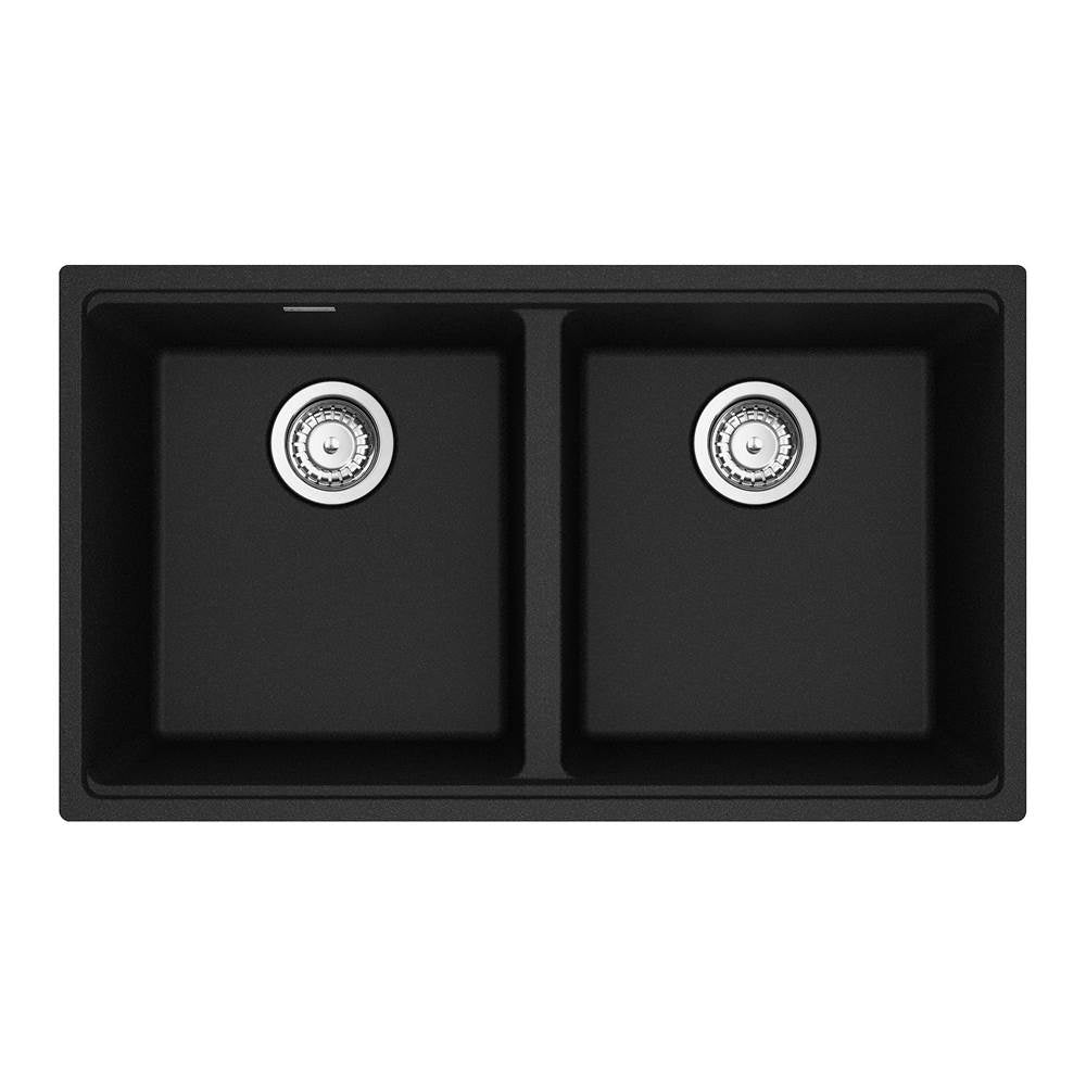 Franke - Maris Undermount 31-in x 17.81-in Granite Double Bowl Kitchen Sink in Onyx - Onyx
