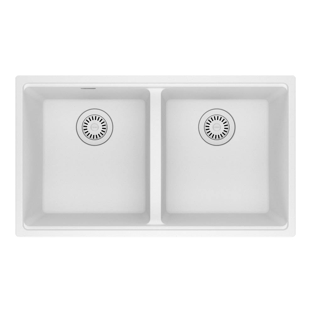 Franke - Maris Undermount 31-in x 17.81-in Granite Double Bowl Kitchen Sink in Polar White - Polar White