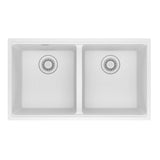 Franke - Maris Undermount 31-in x 17.81-in Granite Double Bowl Kitchen Sink in Polar White - Polar White