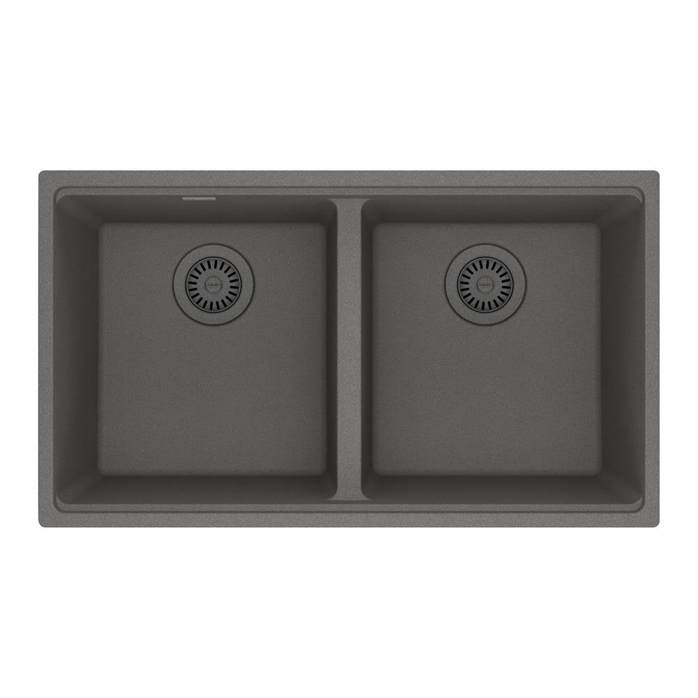 Franke - Maris Undermount 31-in x 17.81-in Granite Double Bowl Kitchen Sink in Stone Grey - Stone Grey