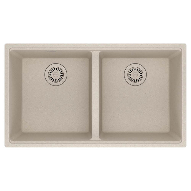 Franke - Maris Undermount 33-in x 18.94-in Granite Double Bowl Kitchen Sink in Champagne - Champagne