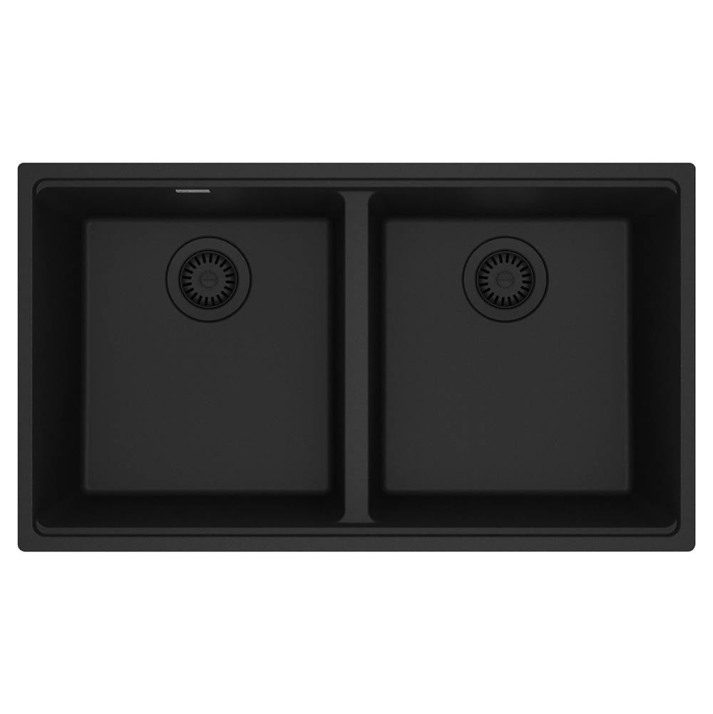 Franke - Maris Undermount 33-in x 18.94-in Granite Double Bowl Kitchen Sink in Matte Black - Matte Black