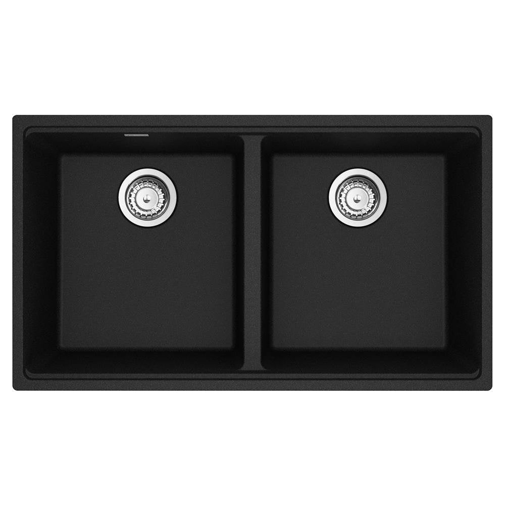 Franke - Maris Undermount 33-in x 18.94-in Granite Double Bowl Kitchen Sink in Onyx - Onyx