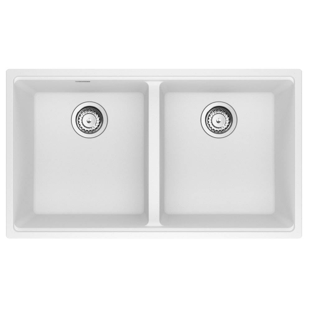 Franke - Maris Undermount 33-in x 18.94-in Granite Double Bowl Kitchen Sink in Polar White - Polar White
