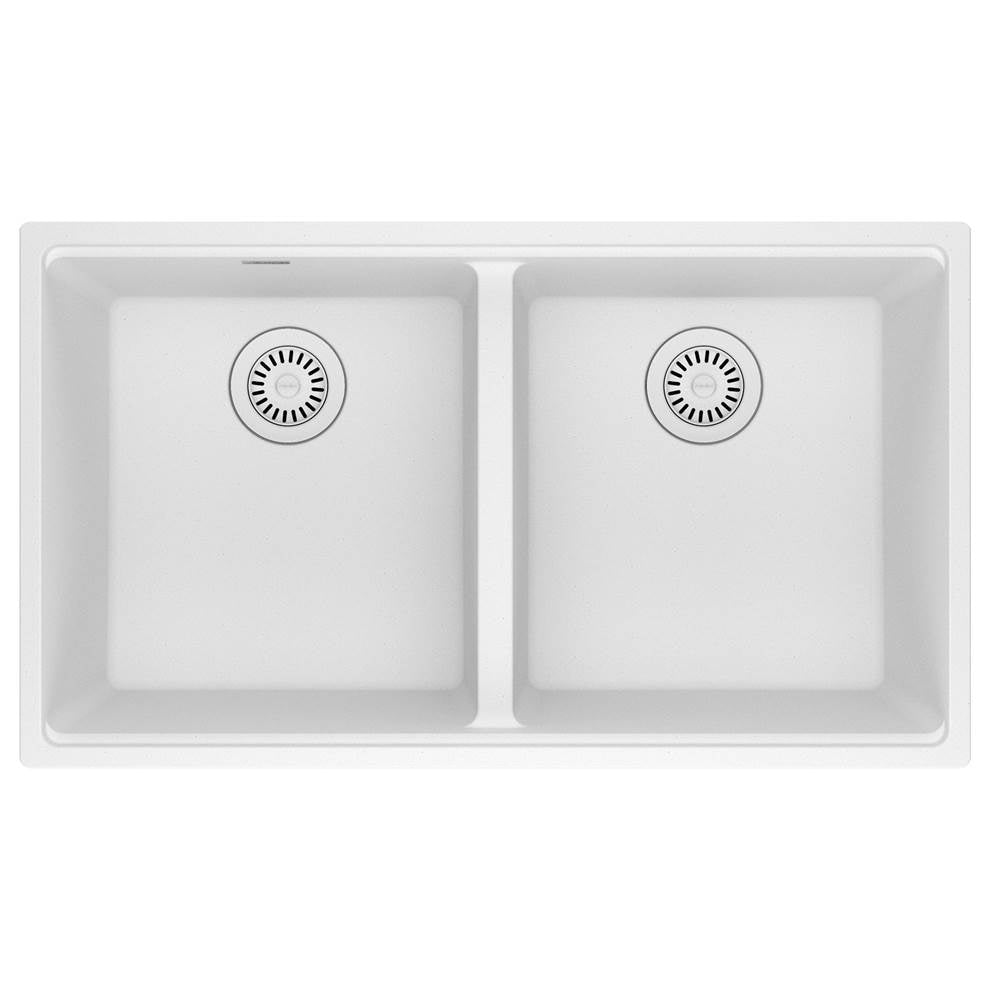 Franke - Maris Undermount 33-in x 18.94-in Granite Double Bowl Kitchen Sink in Polar White - Polar White