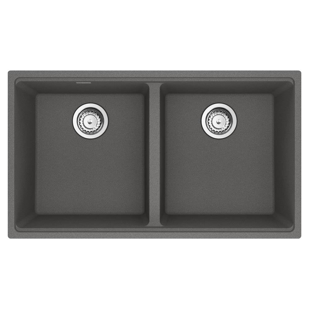 Franke - Maris Undermount 33-in x 18.94-in Granite Double Bowl Kitchen Sink in Stone Grey - Stone Grey