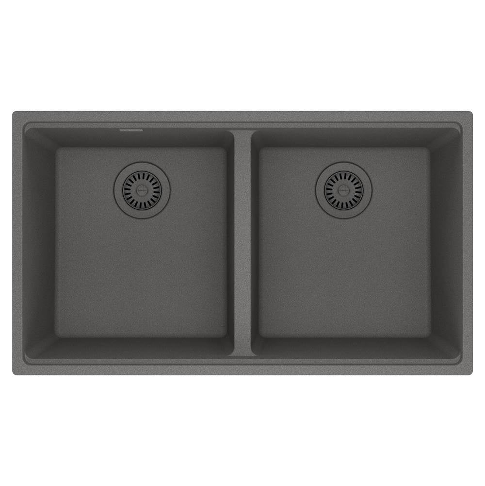 Franke - Maris Undermount 33-in x 18.94-in Granite Double Bowl Kitchen Sink in Stone Grey - Stone Grey