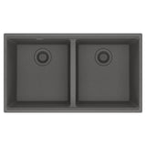 Franke - Maris Undermount 33-in x 18.94-in Granite Double Bowl Kitchen Sink in Stone Grey - Stone Grey