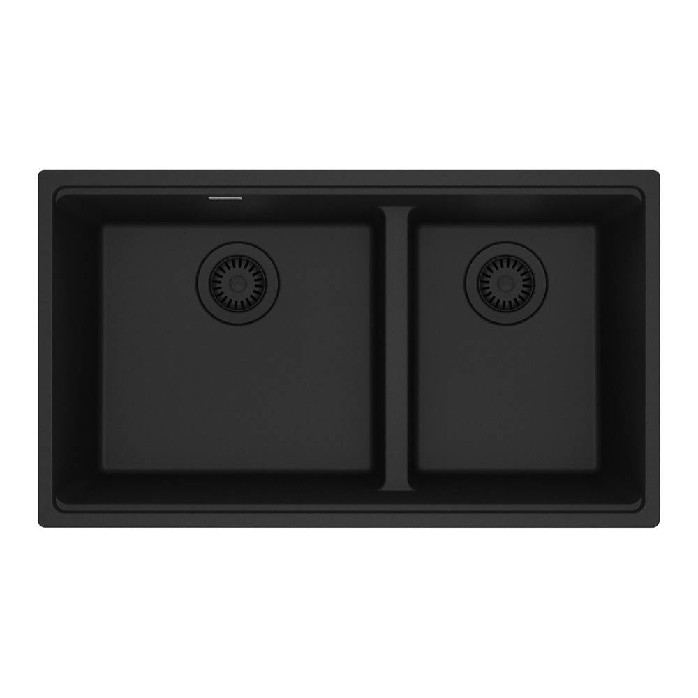 Franke - Maris Undermount 31-in x 17.81-in Granite Double Bowl Kitchen Sink in Matte Black - Matte Black