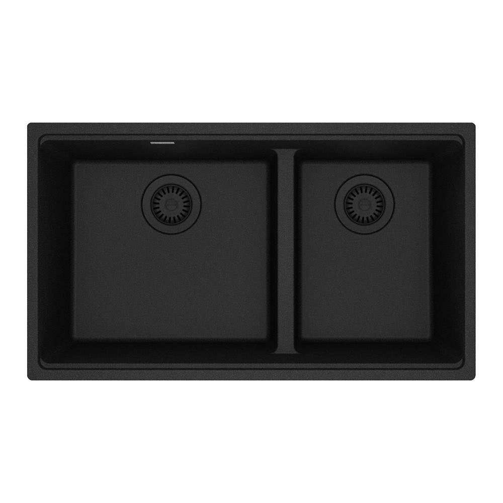 Franke - Maris Undermount 31-in x 17.81-in Granite Double Bowl Kitchen Sink in Onyx - Onyx