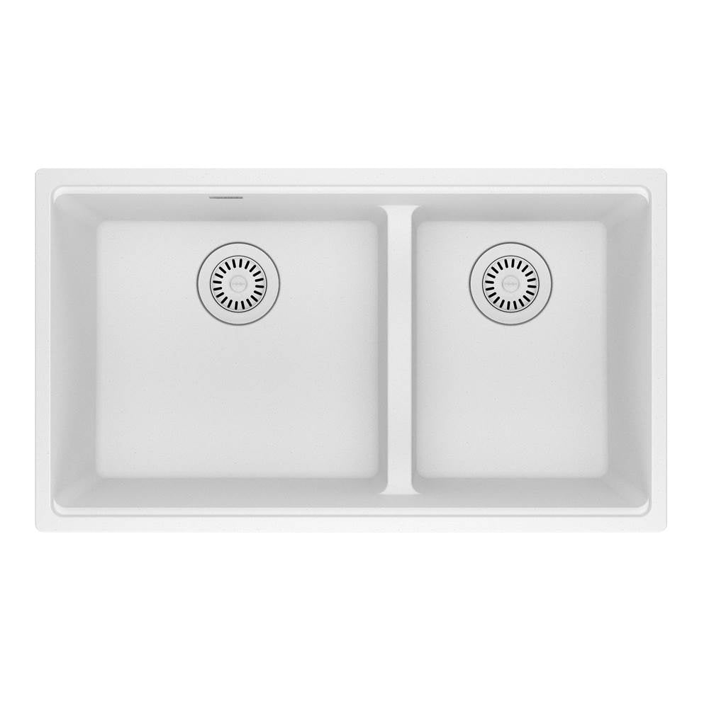 Franke - Maris Undermount 31-in x 17.81-in Granite Double Bowl Kitchen Sink in Polar White - Polar White