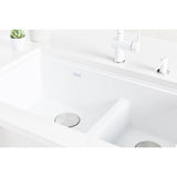 Maris Undermount 31-in x 17.81-in Granite Double Bowl Kitchen Sink in Champagne