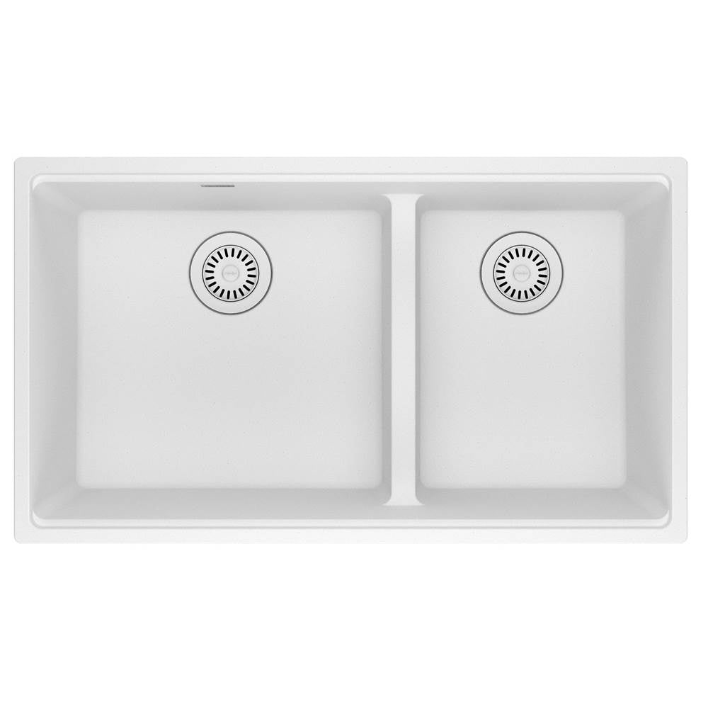 Franke - Maris Undermount 33-in x 18.94-in Granite Double Bowl Kitchen Sink in Polar White - Polar White