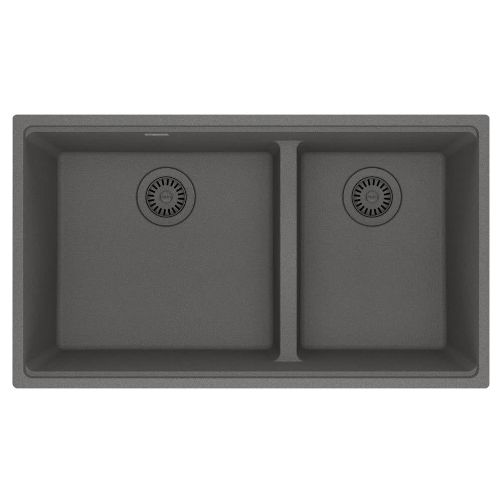 Franke - Maris Undermount 33-in x 18.94-in Granite Double Bowl Kitchen Sink in Stone Grey - Stone Grey