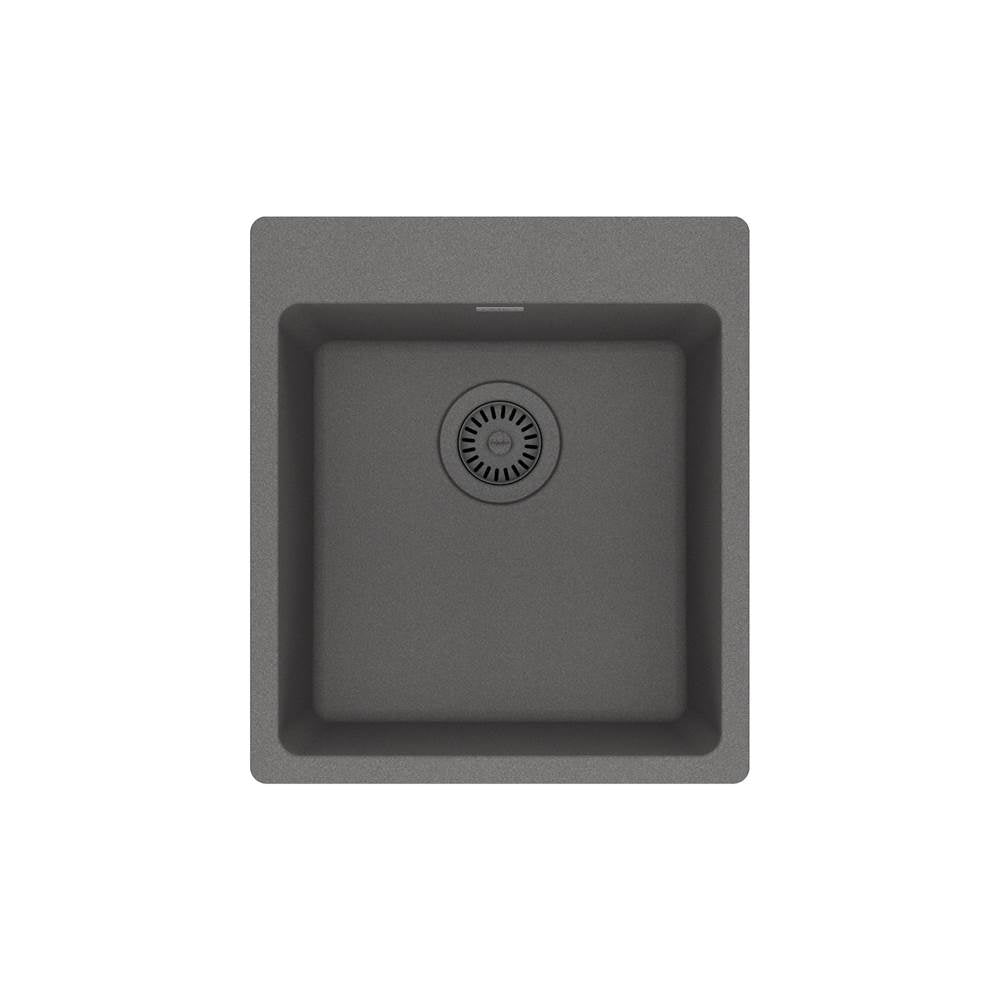 Franke - Maris Dual Mount 17.31-in x 19.69-in Granite Single Bowl Bar / Prep Sink in Stone Grey - Stone Grey