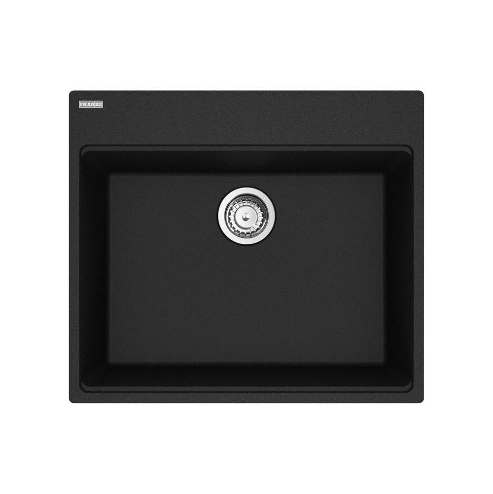 Franke - Maris Topmount 25-in x 22-in Granite Single Bowl Kitchen Sink in Onyx - Onyx