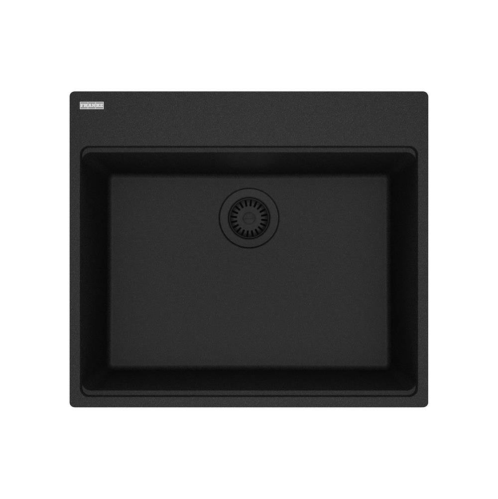 Franke - Maris Topmount 25-in x 22-in Granite Single Bowl Kitchen Sink in Onyx - Onyx
