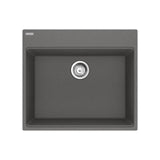 Franke - Maris Topmount 25-in x 22-in Granite Single Bowl Kitchen Sink in Stone Grey - Stone Grey