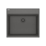 Franke - Maris Topmount 25-in x 22-in Granite Single Bowl Kitchen Sink in Stone Grey - Stone Grey