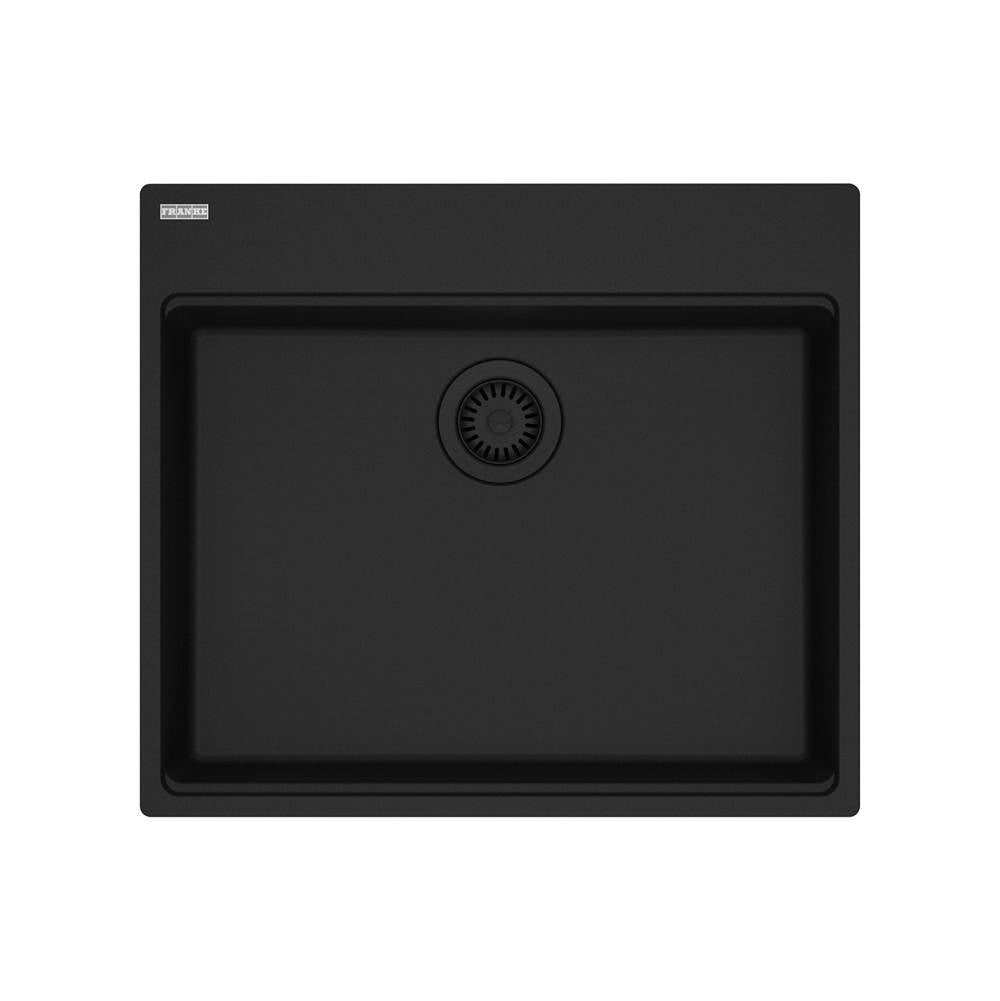 Franke - Maris Topmount 25-in x 22-in Granite ADA Single Bowl Kitchen Sink in Matte Black - Matte Black