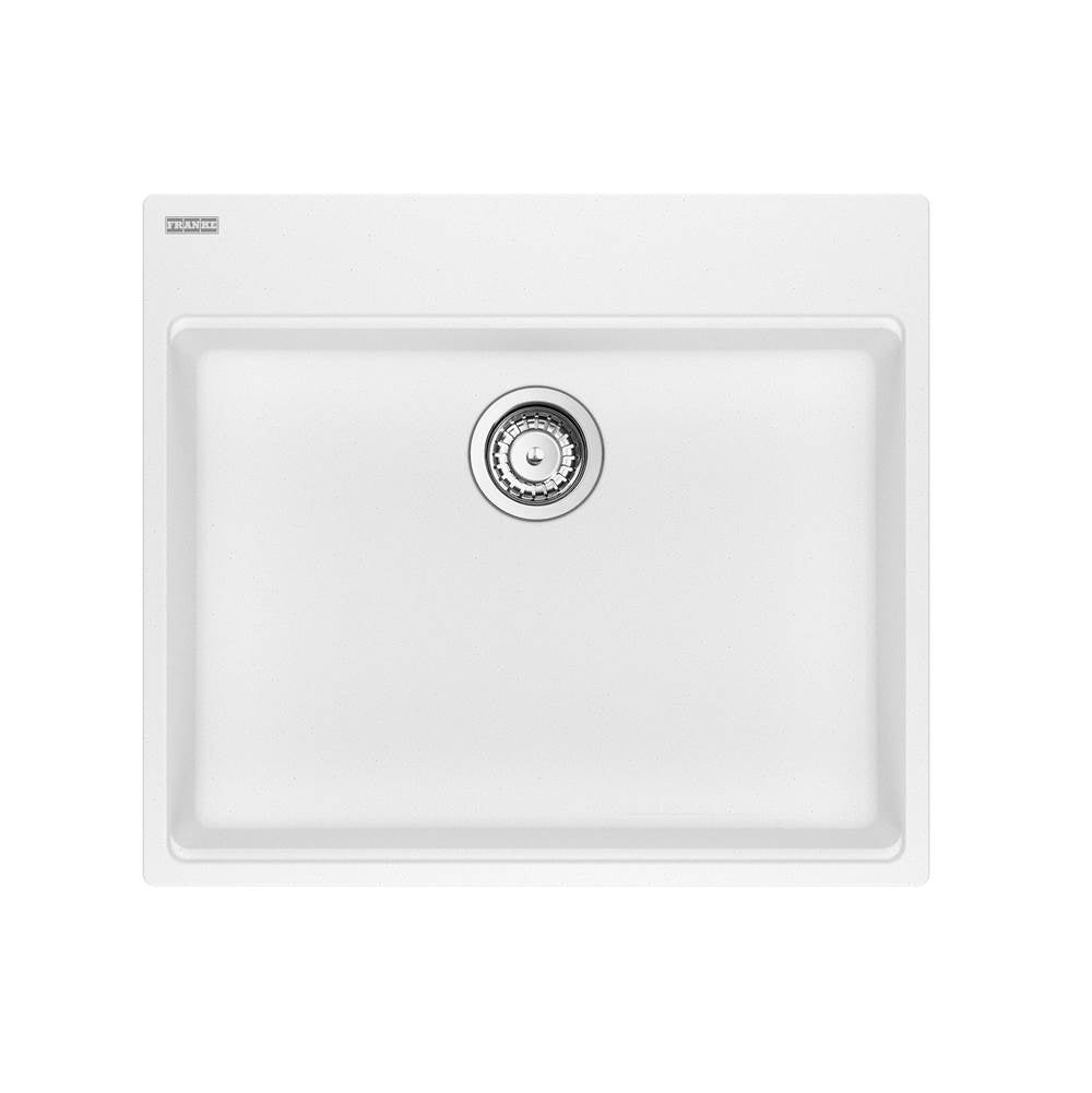 Franke - Maris Topmount 25-in x 22-in Granite ADA Single Bowl Kitchen Sink in Polar White - Polar White